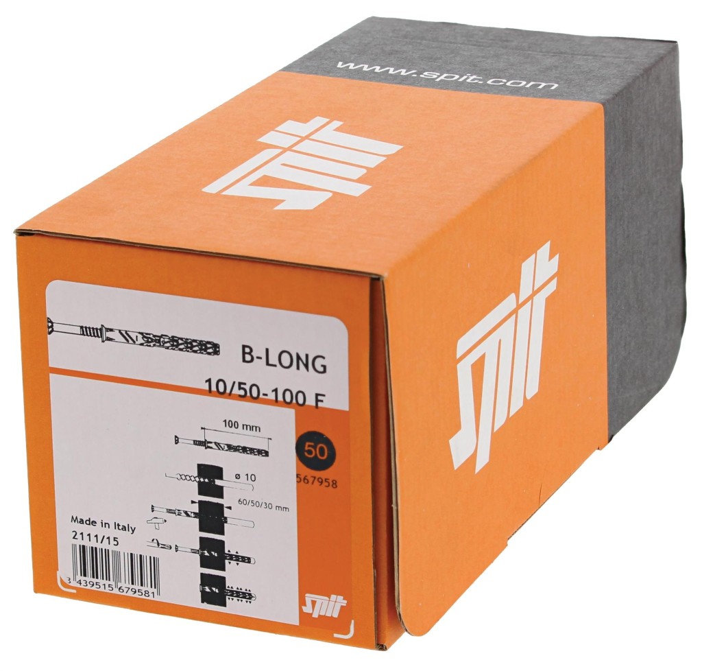 A nylon frame anchor with a countersunk head and nylon expansion plug, designed for securing window and door frames to masonry walls.