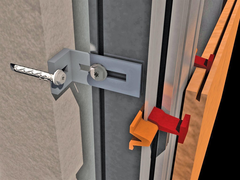 A nylon frame anchor with a countersunk head and nylon expansion plug, designed for securing window and door frames to masonry walls.