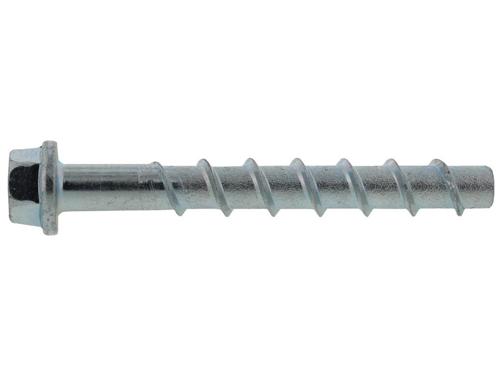 A steel hex head masonry screw with a specially hardened thread, designed for direct fixing into concrete, brick, and block without a plug.