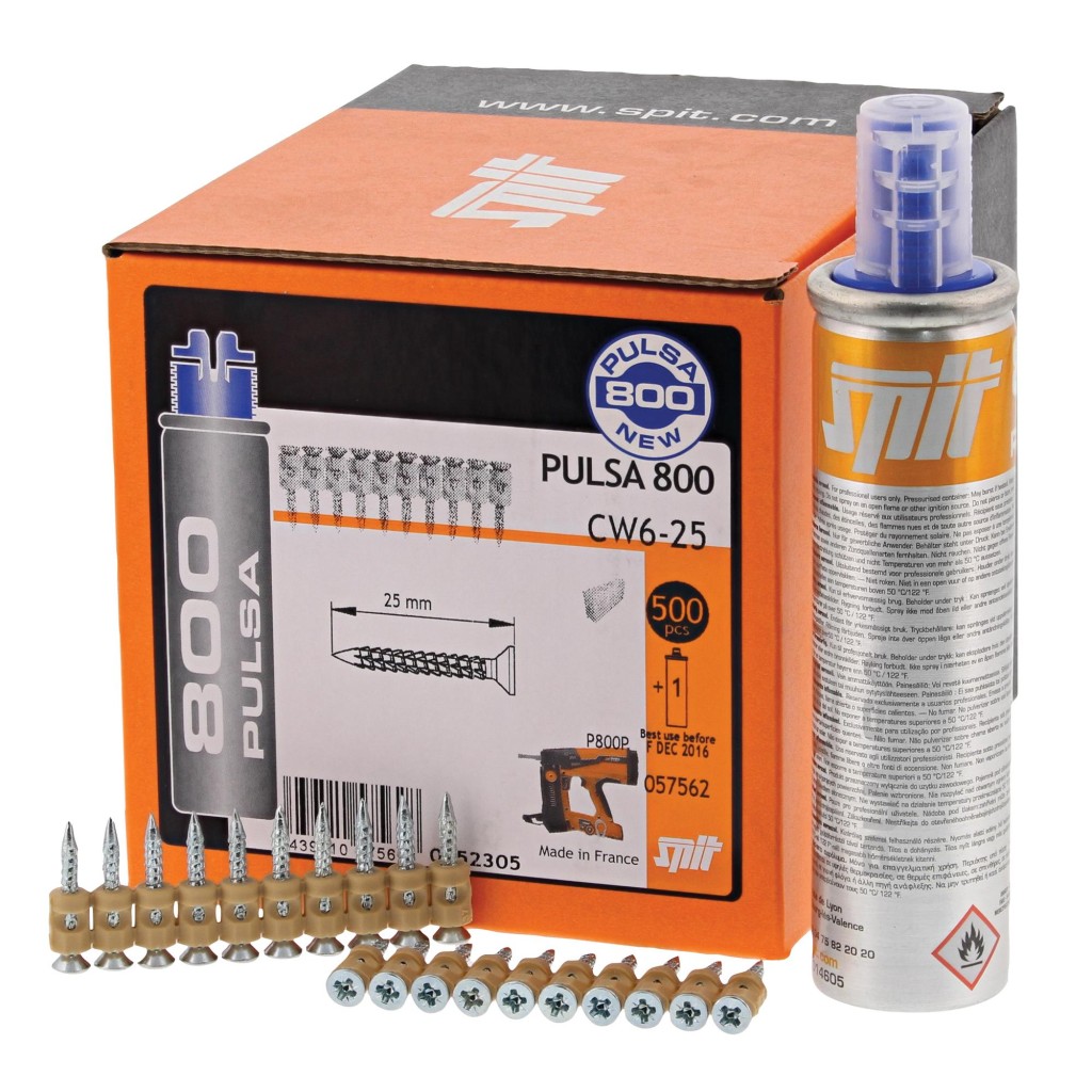 Spit 057562 CW6 25mm Removable Collated Timber Pins 500 Box c/w 1 Fuel Cell 