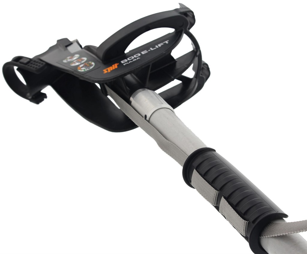 An orange and black Spit cordless power tool, with an ergonomic grip, designed for use on construction and maintenance tasks.