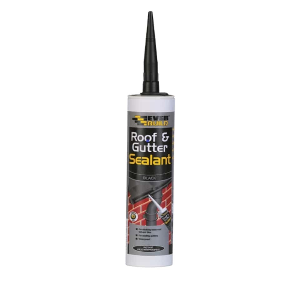 A 310ml cartridge of Everbuild black flexible acrylic sealant for sealing gaps around door and window frames and skirtings.,