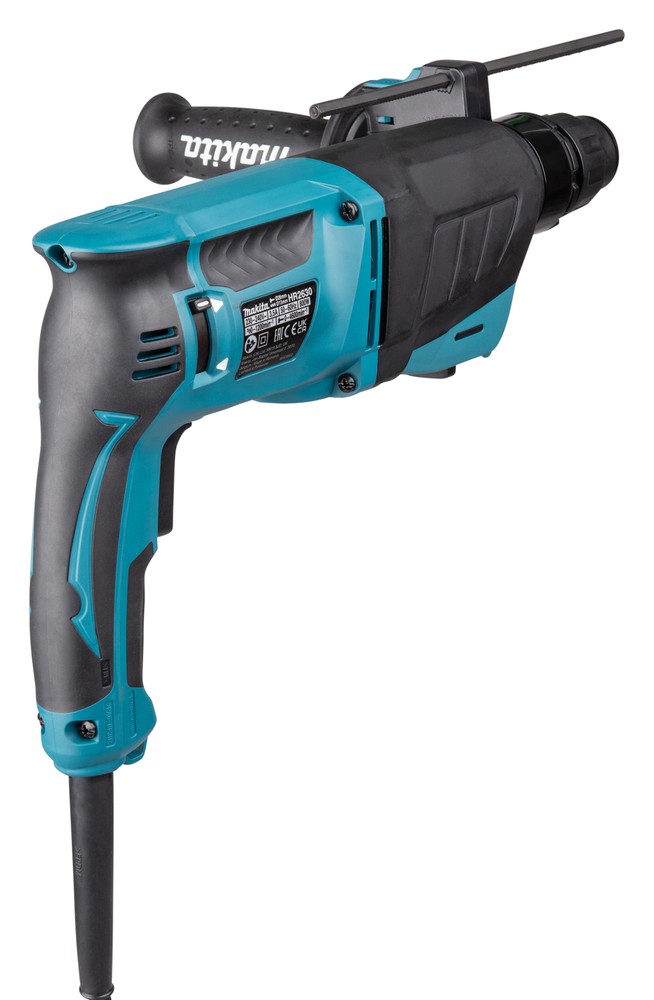 A teal and black Makita cordless SDS-Plus rotary hammer drill with 110V hammer, rotation, and chisel modes, for drilling and chiselling into concrete and masonry.