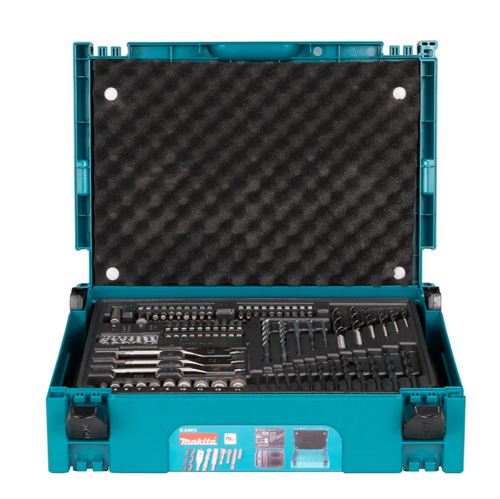 A teal and black Makita cordless drill driver with a keyless chuck and variable-speed trigger, for drilling and screw driving.