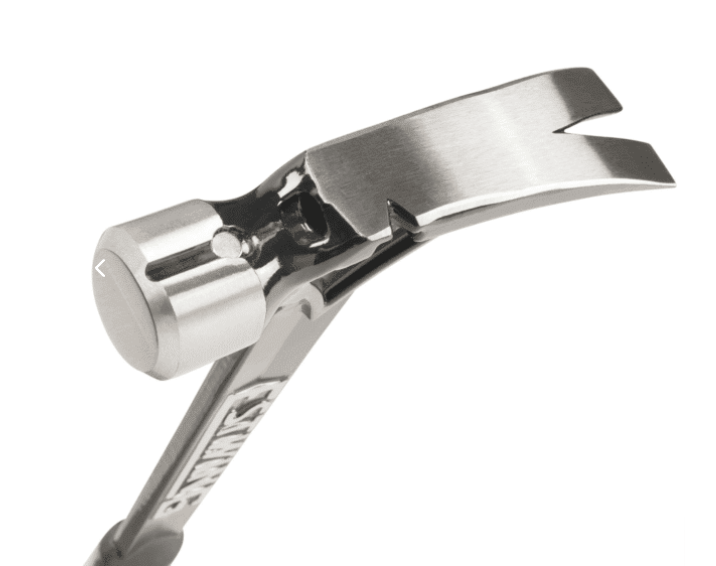 A framing hammer with a waffle-textured steel head, a straight rip claw, and a long steel-handled handle, designed for heavy-duty structural carpentry.