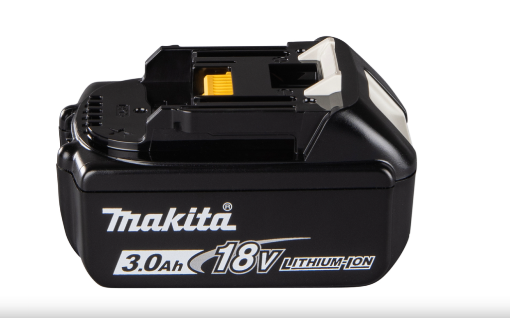 A teal and black Makita 18V 3.0AH lithium-ion slide-pack battery, compatible with the Makita cordless tool range.