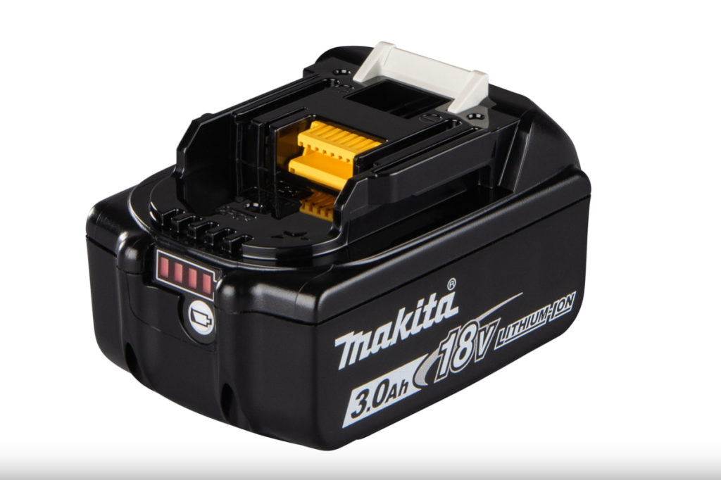 A teal and black Makita 18V 3.0AH lithium-ion slide-pack battery, compatible with the Makita cordless tool range.