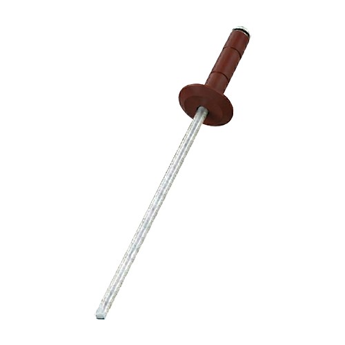 A close up image of a painted CHROMAFIX Blind Rivet in the colour RAL 3011 Brown Red,