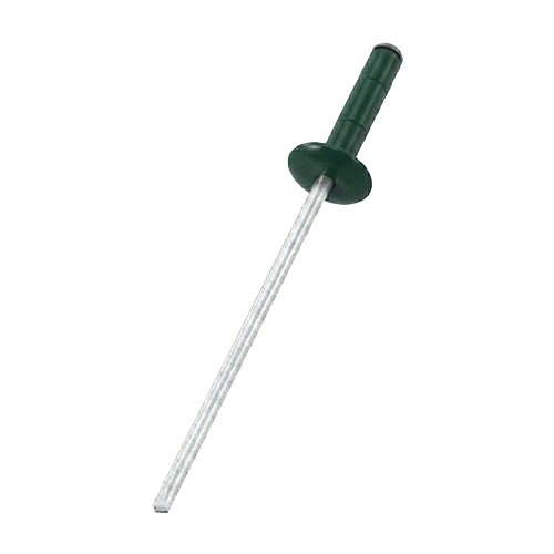 A close up image of a painted CHROMAFIX Blind Rivet in the colour RAL 6020 Chrome Green,