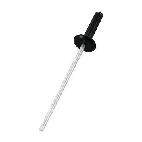 A close up image of a painted CHROMAFIX Blind Rivet in the colour RAL 9005 Jet Black,
