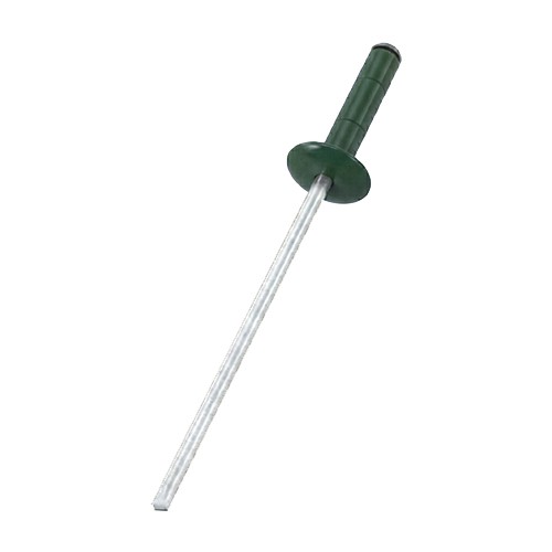 A close up image of a painted CHROMAFIX Blind Rivet in the colour RAL 6005 Moss Green,