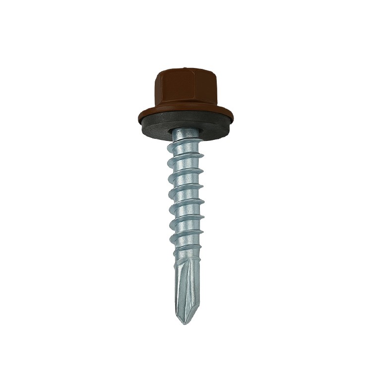 A product photo of CHROMAFIX Self Drilling Hex Head Screws painted in RAL 8017,