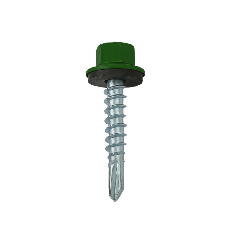 A product photo of CHROMAFIX Self Drilling Hex Head Screws painted in RAL 6005,