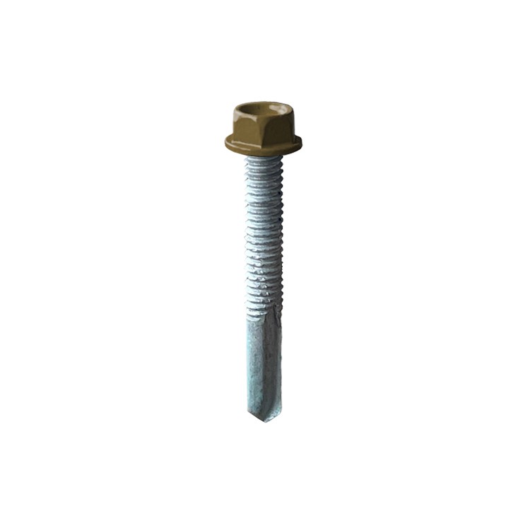 A product photo of CHROMAFIX Self Drilling Tek Screws painted in brown,