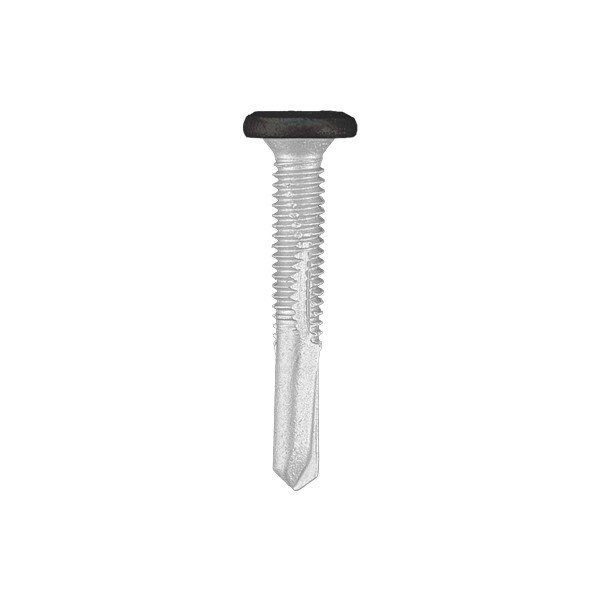 A studio photo of the CHROMAFIX Self Drilling Tek Screw painted in RAL 8019 Grey Brown
