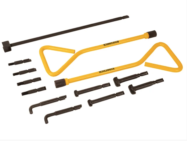 A Roughneck hand tool with a metal working end and an ergonomic handle, designed for general construction and maintenance tasks.