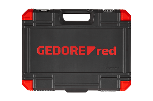 A Gedore socket wrench set with a ratchet handle and multiple socket sizes, for tightening and loosening nuts and bolts.