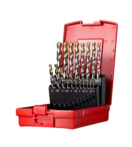 A HSS drill bit with a precision-ground tip and fluted shank, for drilling into metal and hard plastics.