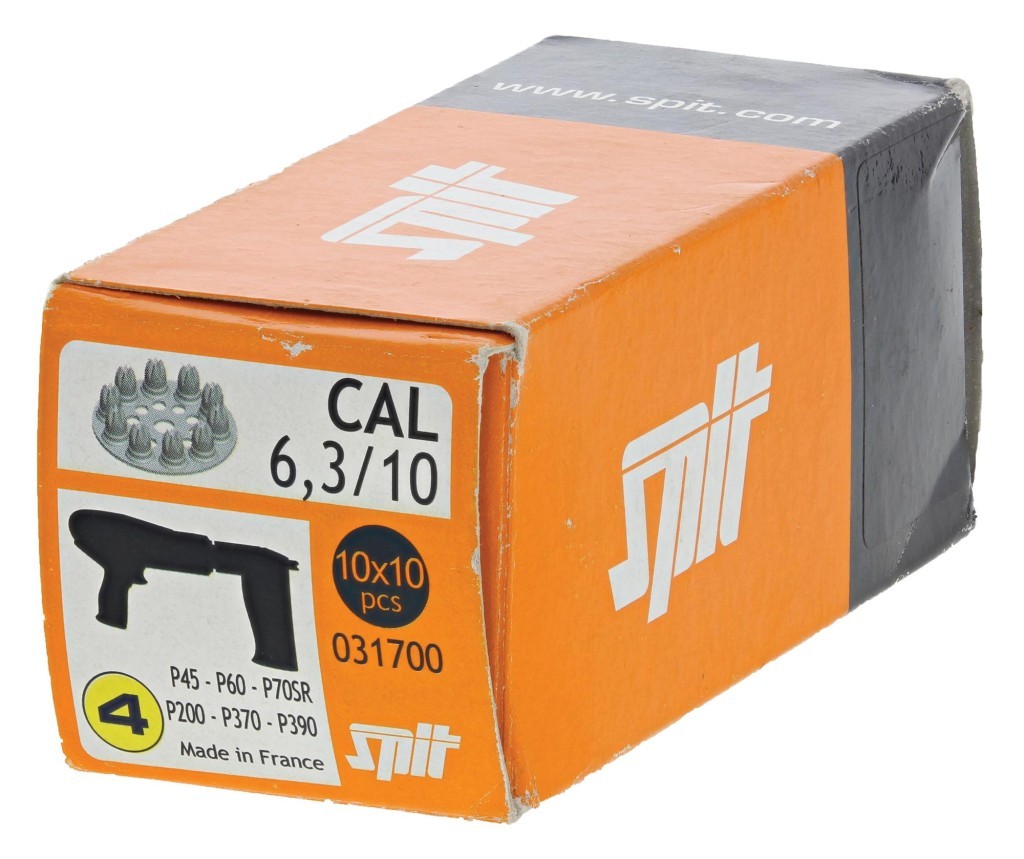 An orange and black Spit cordless power tool, with an ergonomic grip, designed for use on construction and maintenance tasks.