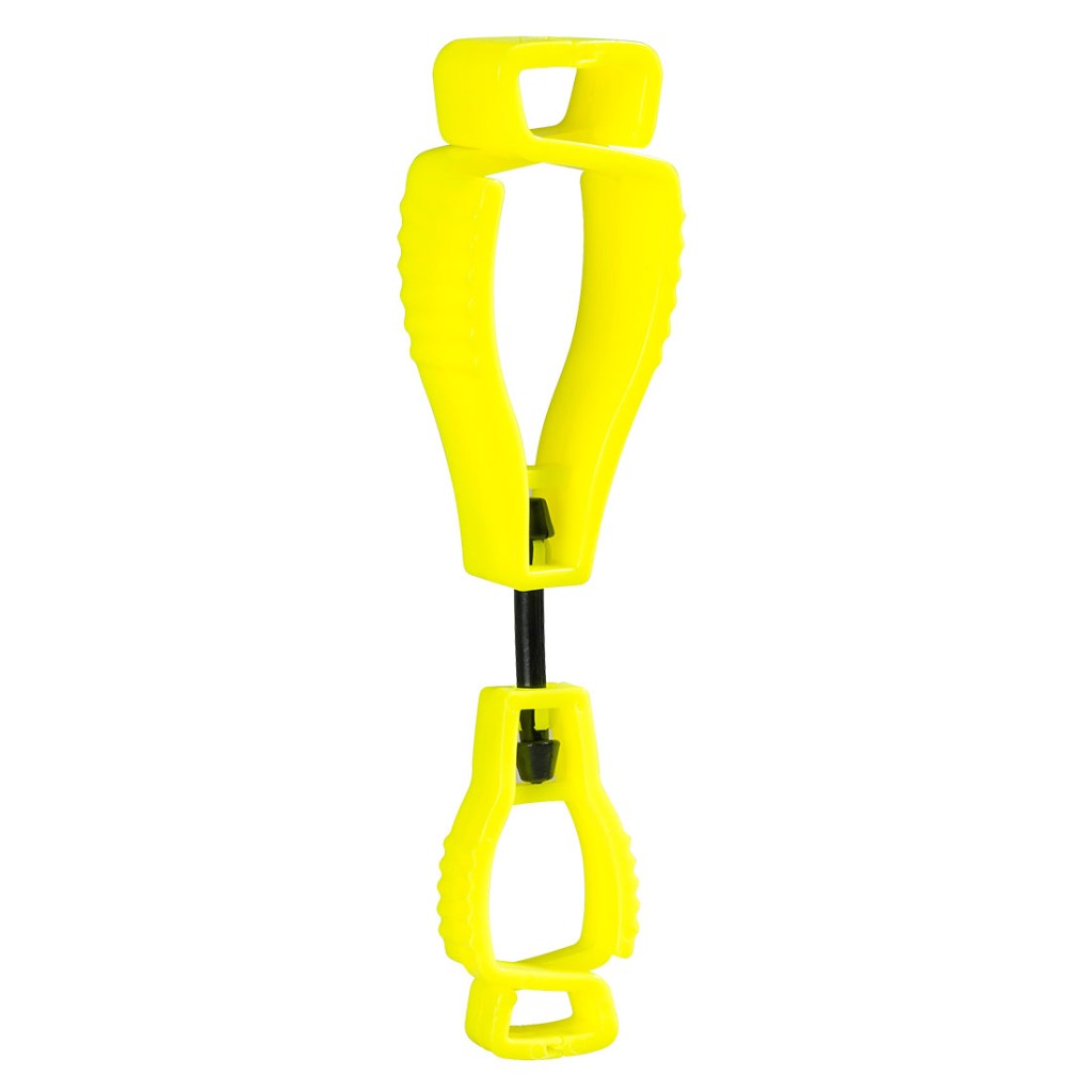 A pair of yellow work gloves with a textured grip palm and adjustable wrist closure, designed for general site use.