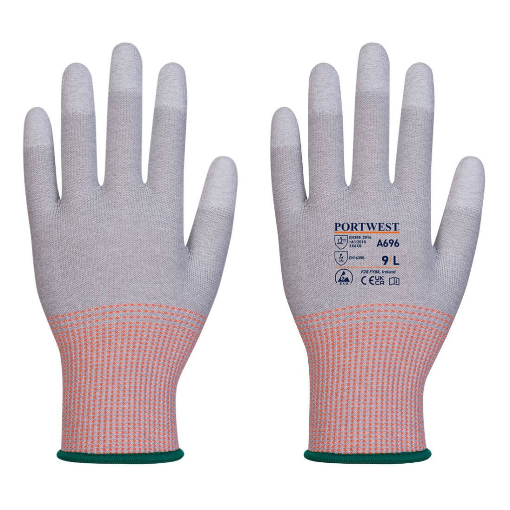 A pair of work gloves with a textured grip palm and adjustable wrist closure, designed for general site use.