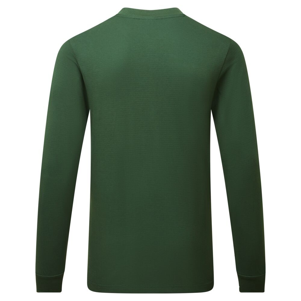 A green work shirt featuring anti-static properties, suitable for a wide range of outdoor and site work applications.