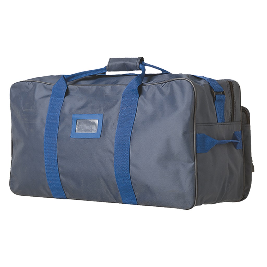 A navy blue workwear garment designed for use on construction sites and in industrial work environments.,