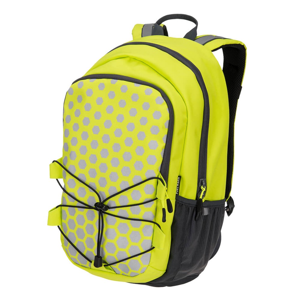 A high-visibility yellow workwear garment featuring retroreflective tape panels, suitable for a wide range of outdoor and site work applications.