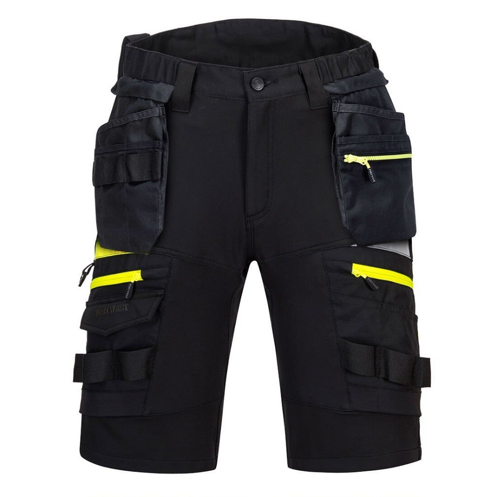 A black workwear garment featuring functional pockets, suitable for a wide range of outdoor and site work applications.