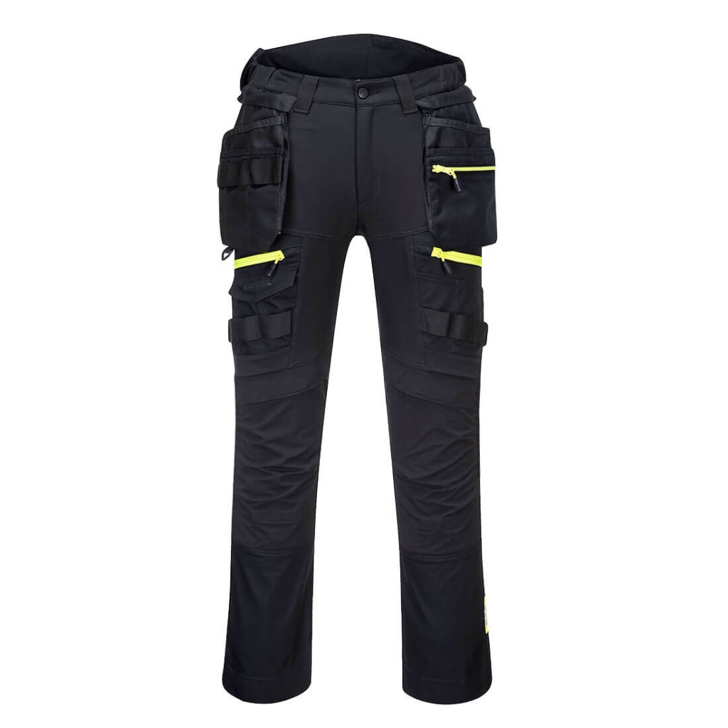 A pair of women's navy blue work trousers featuring functional pockets, suitable for a wide range of outdoor and site work applications.