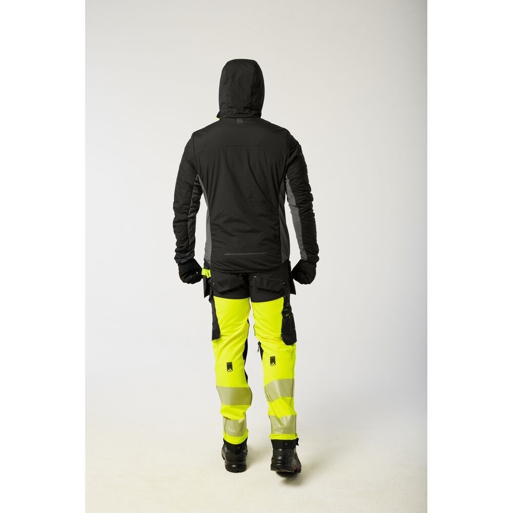 A black padded jacket featuring a warm thermal lining, suitable for a wide range of outdoor and site work applications.