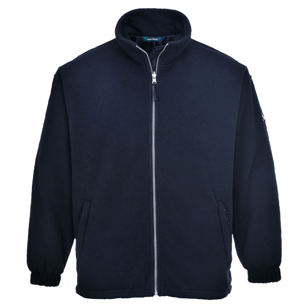 A navy blue workwear garment designed for use on construction sites and in industrial work environments.,