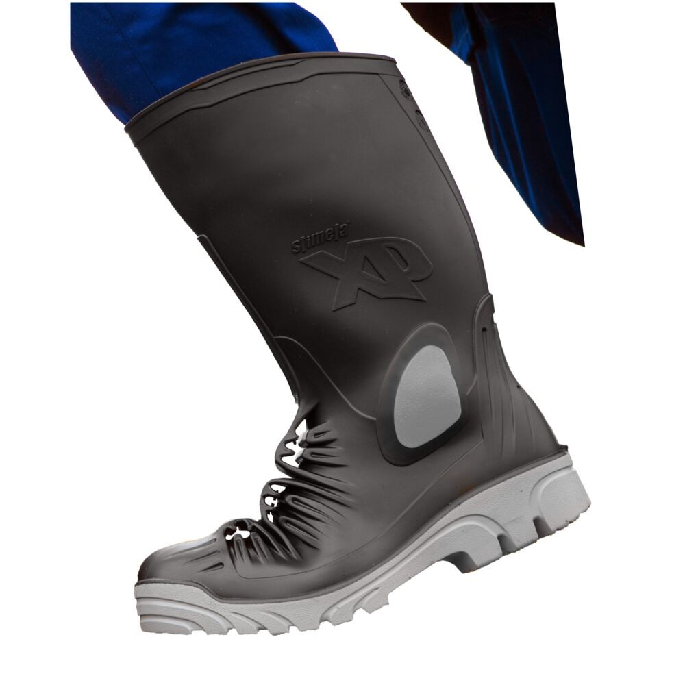 A black workwear garment designed for use on construction sites and in industrial work environments.,