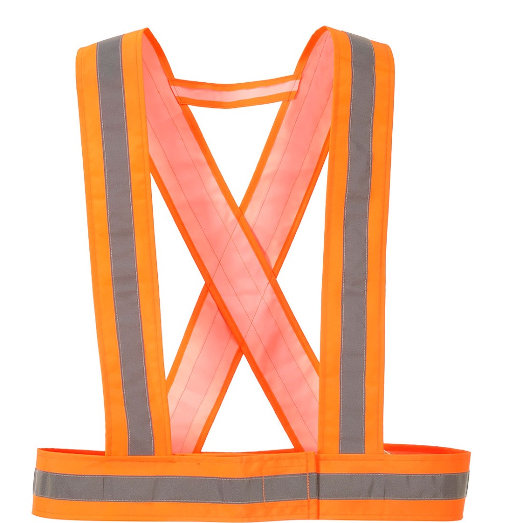 A high-visibility orange workwear garment featuring retroreflective tape panels, suitable for a wide range of outdoor and site work applications.