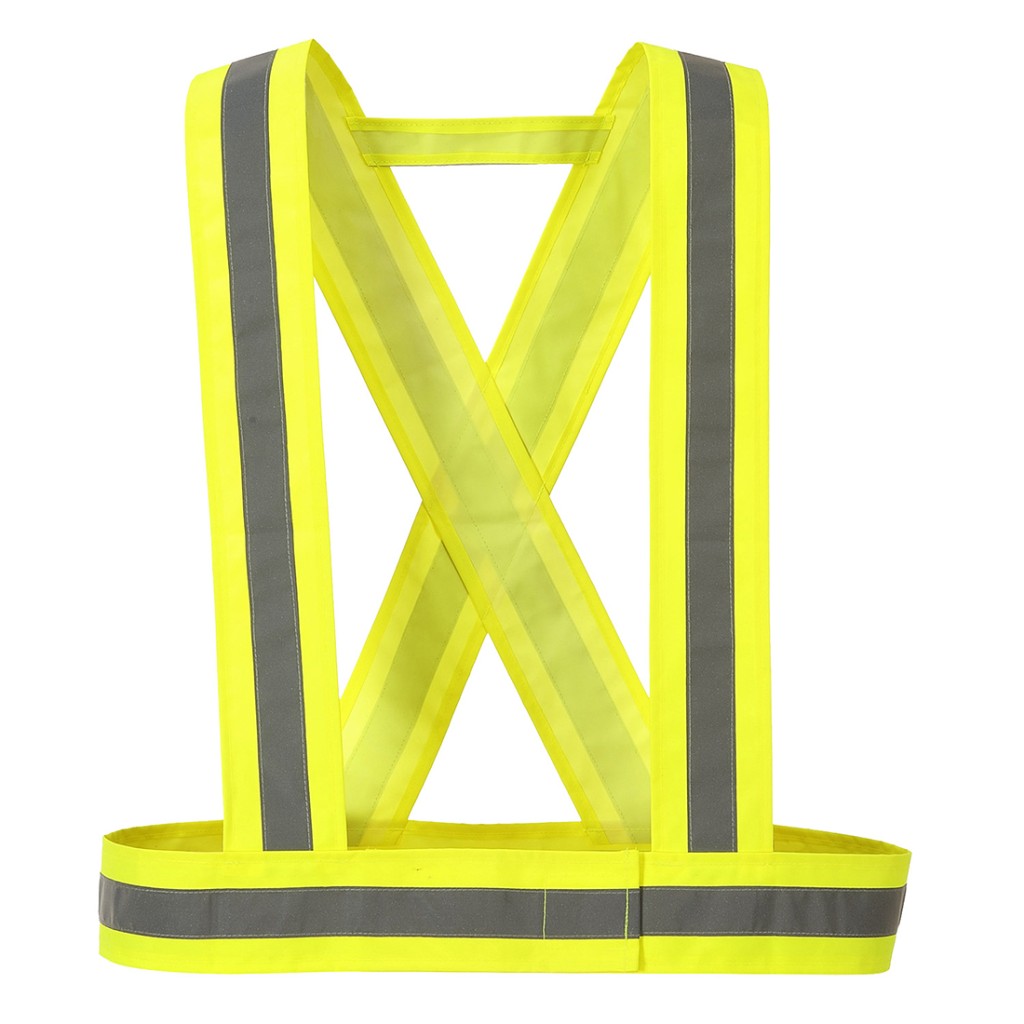 A high-visibility yellow workwear garment featuring retroreflective tape panels, suitable for a wide range of outdoor and site work applications.