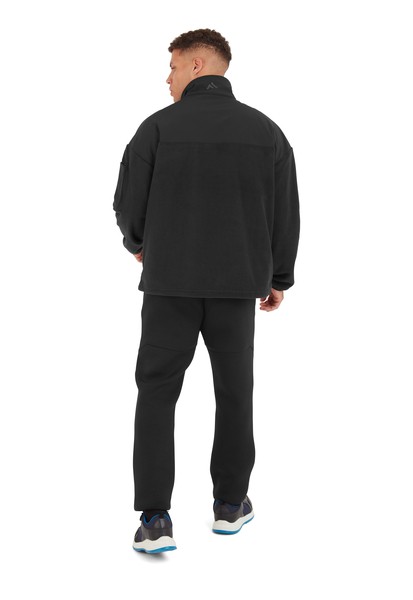 A black workwear garment featuring a full-length zip front, suitable for a wide range of outdoor and site work applications.
