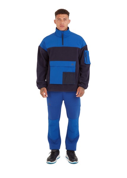 A navy blue workwear garment featuring a full-length zip front, suitable for a wide range of outdoor and site work applications.