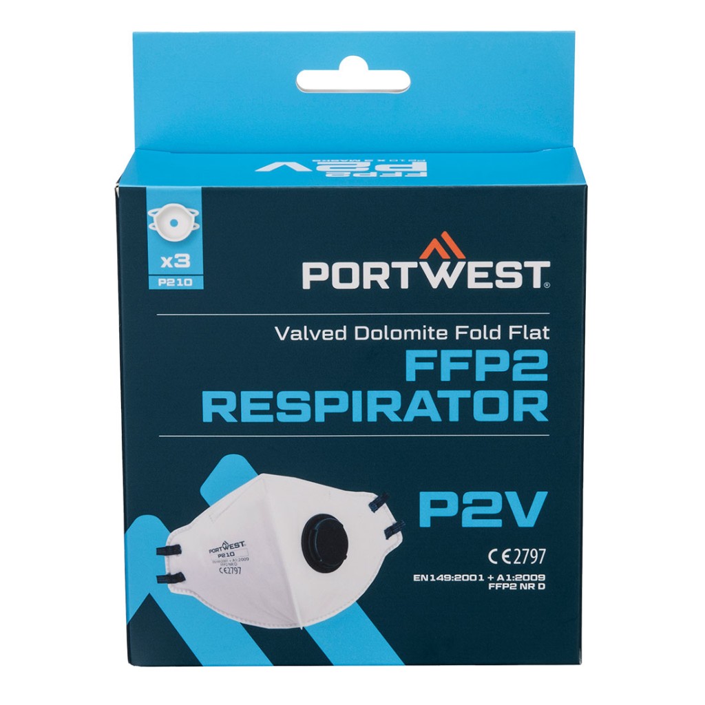 An FFP2-rated disposable dust mask with a moulded face piece and nose wire, offering protection against medium-level dust and particulates.