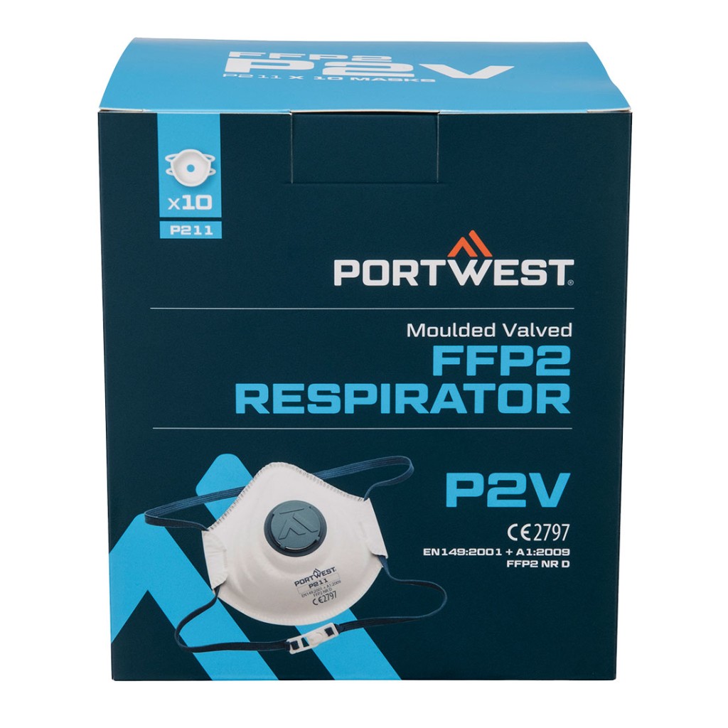 An FFP2-rated disposable dust mask with a moulded face piece and nose wire, offering protection against medium-level dust and particulates.