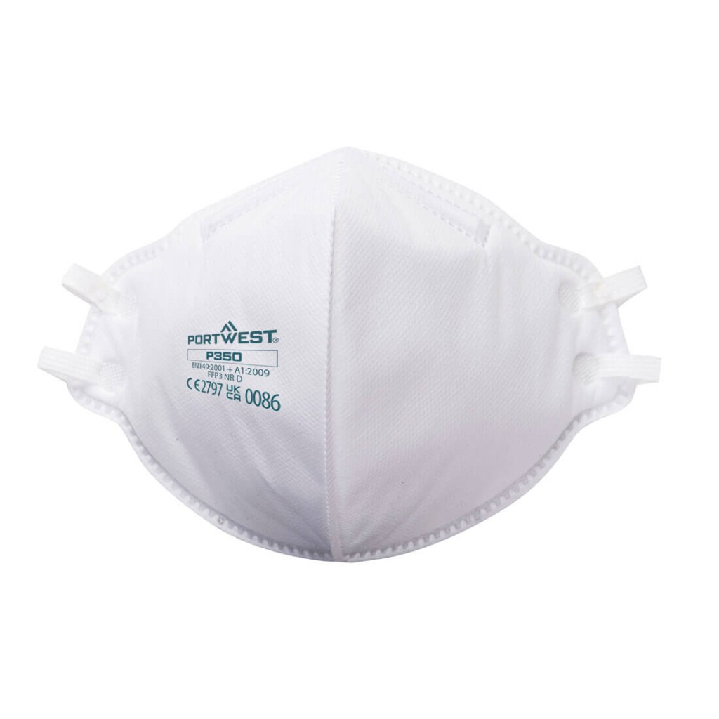 An FFP3-rated disposable respirator with a moulded cup shape and an exhalation valve, providing high-filtration protection against fine dust and particles.