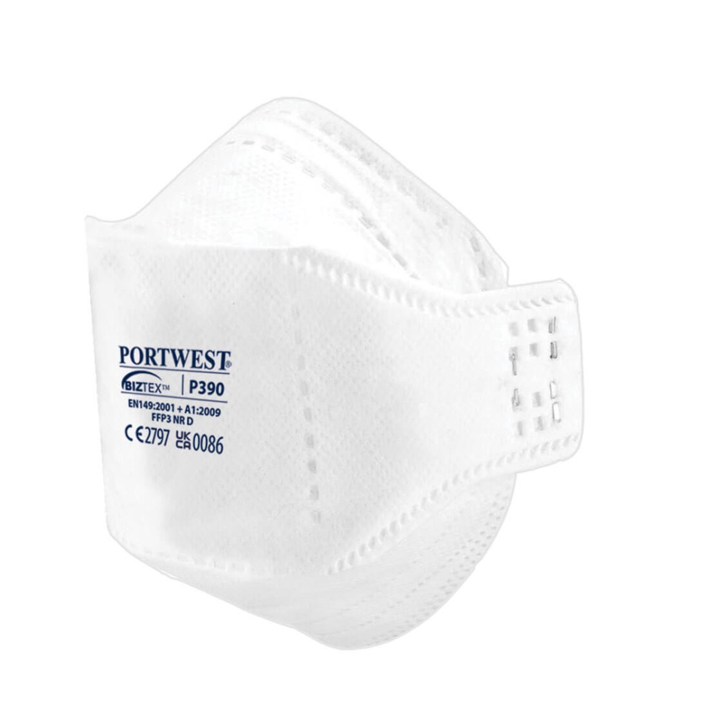An FFP3-rated disposable respirator with a moulded cup shape and an exhalation valve, providing high-filtration protection against fine dust and particles.