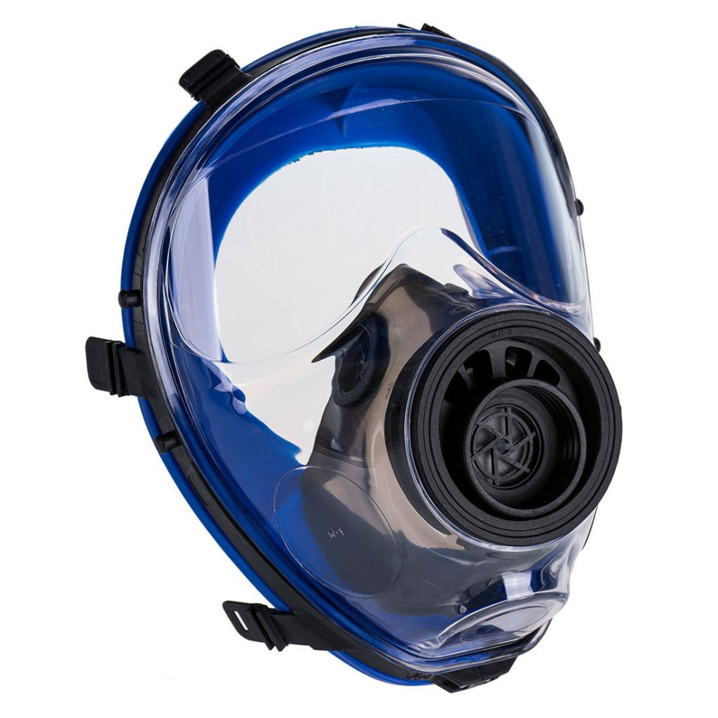 A moulded disposable dust mask with a nose clip and elasticated headbands, designed to filter airborne particulates during dusty work.