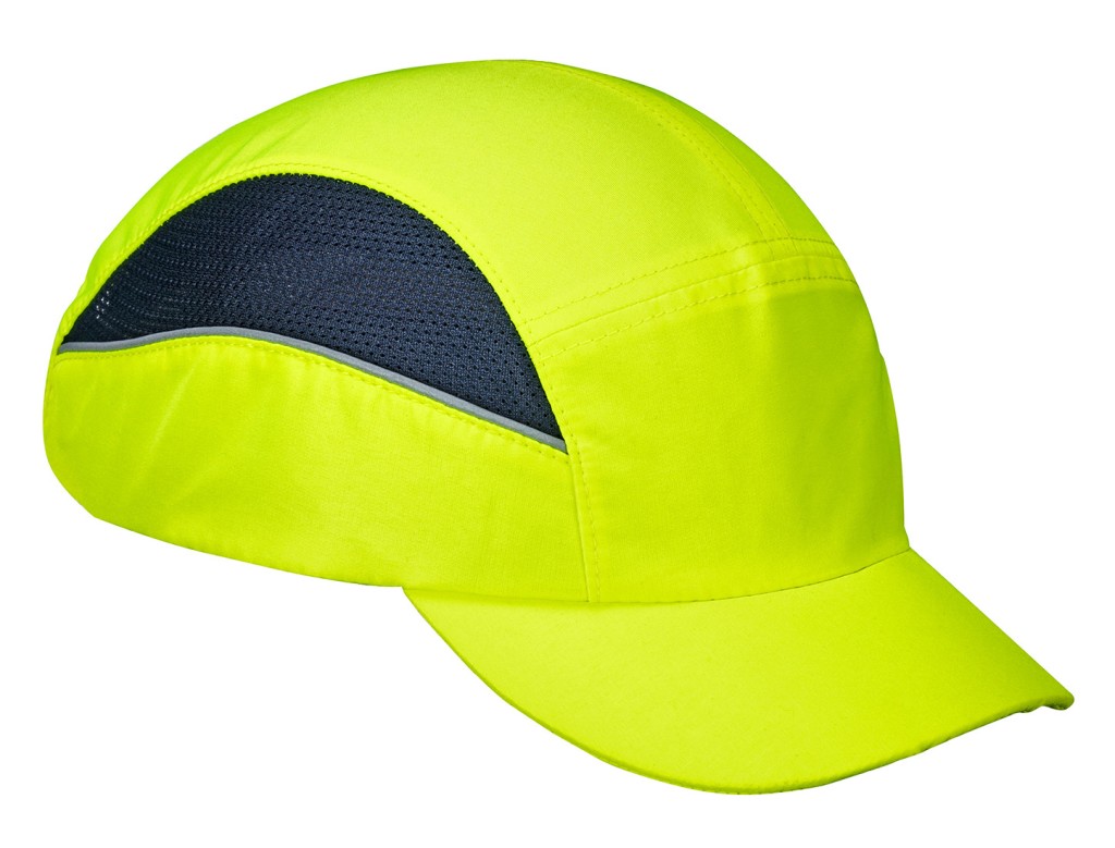 A yellow bump cap with a lightweight internal protective shell, designed to protect against minor head bumps and scrapes.