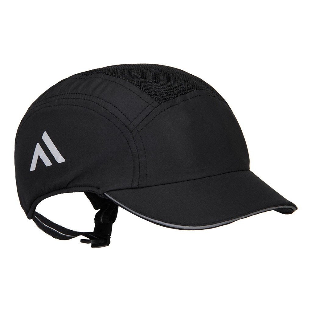 A black bump cap with a lightweight internal protective shell, designed to protect against minor head bumps and scrapes.