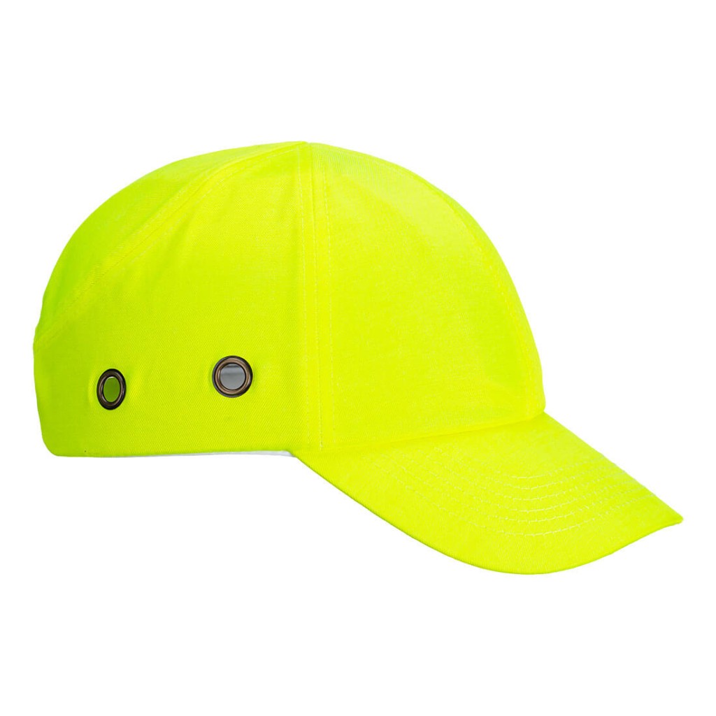 A yellow bump cap with a lightweight internal protective shell, designed to protect against minor head bumps and scrapes.