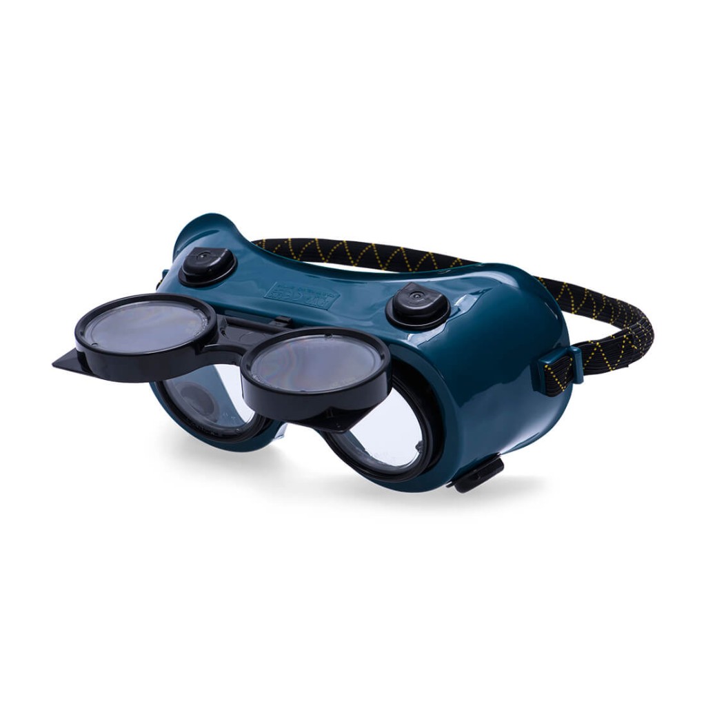 A pair of safety goggles with clear anti-fog lenses and a ventilated PVC frame, offering eye protection against dust and splashes.