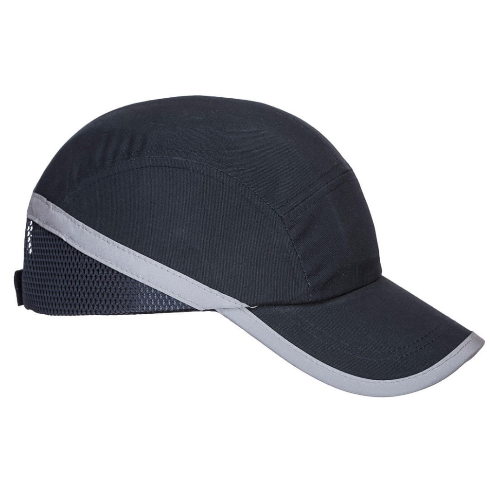 A navy blue bump cap with a lightweight internal protective shell, designed to protect against minor head bumps and scrapes.