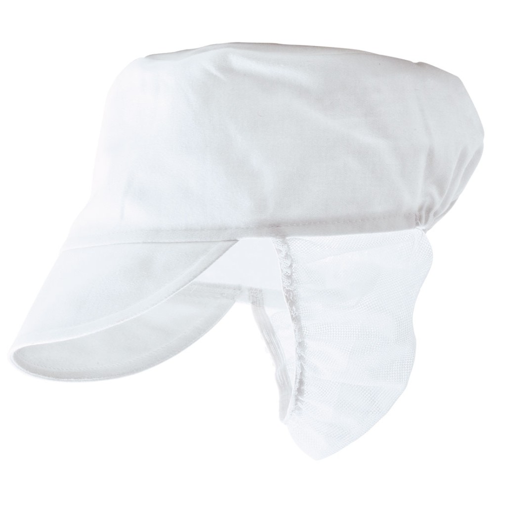 A white workwear garment designed for use on construction sites and in industrial work environments.,