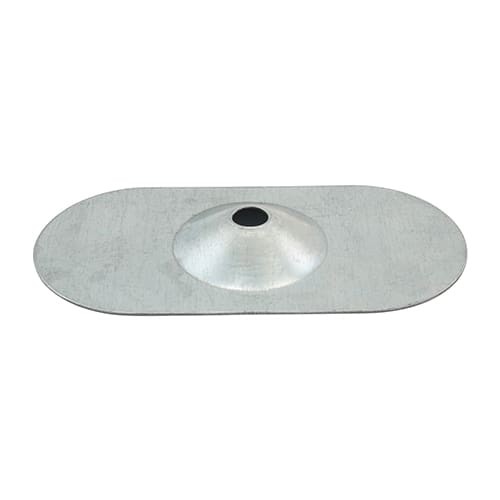 A carbon steel flat washer with a central hole for use with a bolt or screw to distribute clamping load and protect the mating surface.,