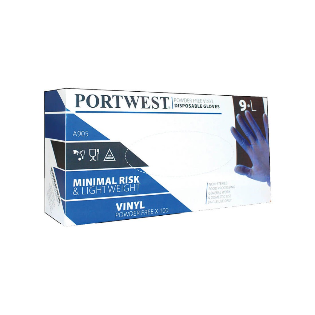 A pair of disposable nitrile gloves with a textured fingertip for grip, offering protection against chemicals and contaminants.